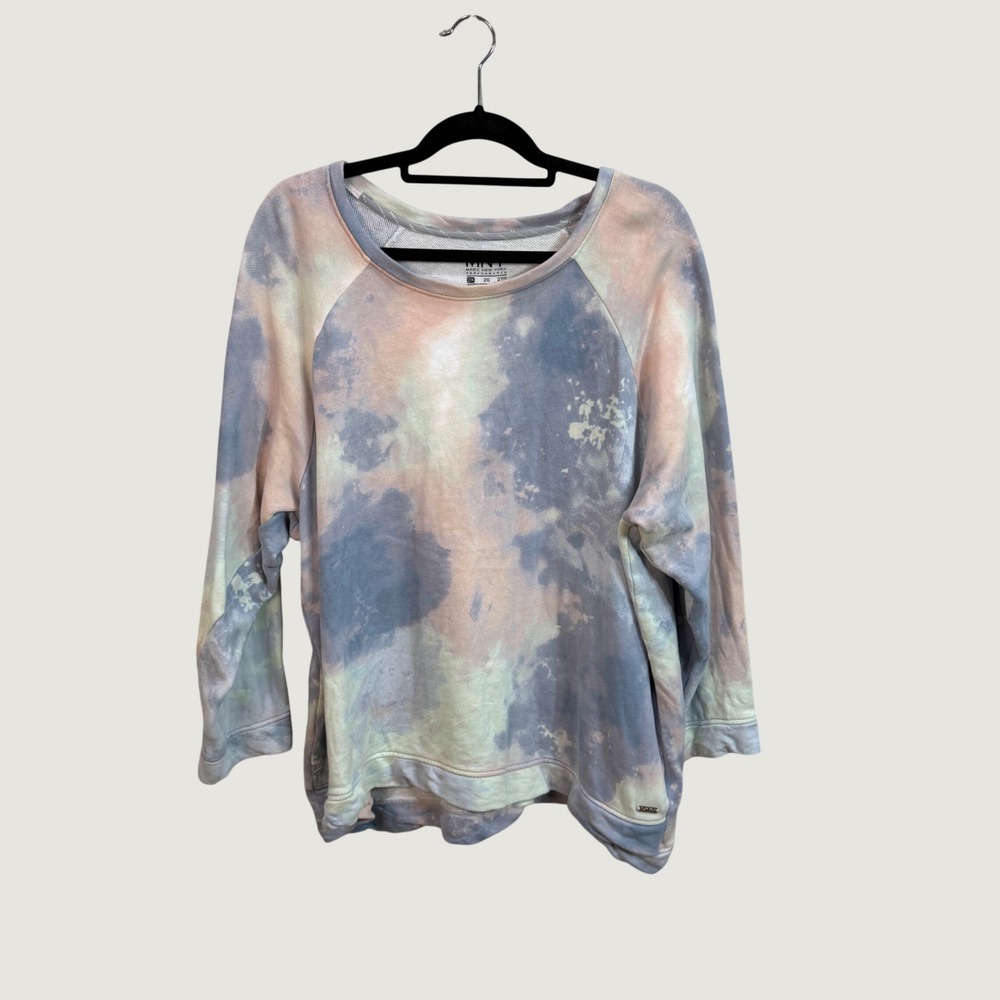 Marc New York MNY Tie Dye Sweatshirt Pastel Blue Pink 2X Y2K Coastal Pullover